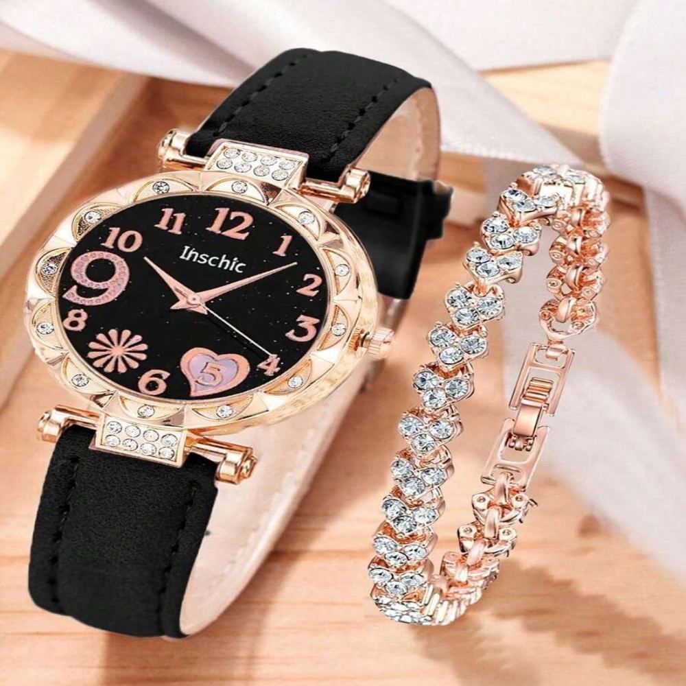 Conjunto Reloj mas Brazalete con Diamantes de Imitacion ORE