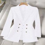 Blazer casual manga larga con botones talla grande